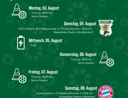 Schnüdel-Wochenfahrplan 03.-09.08.2026: Zwei Pflichtspiele in einer Woche