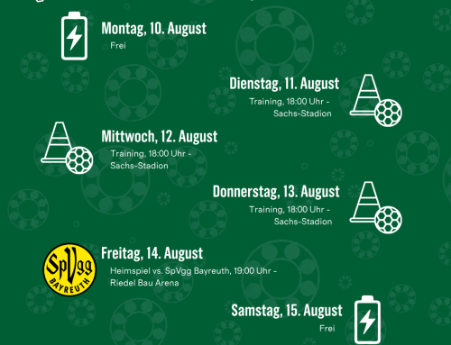 Schnüdel-Wochenfahrplan 10.-16.08.2026: Heimspiel gegen die SpVgg Bayreuth