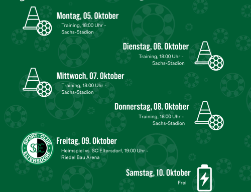 Schnüdel-Wochenfahrplan 05.-11.10.2026: Heimspiel gegen Eltersdorf